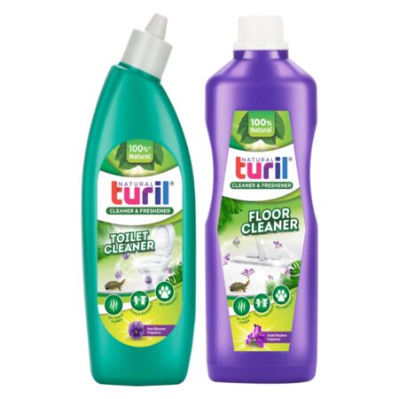 Turil® Toilet Cleaner (Pure Blossom) & Floor Cleaner (Violet Meadow) Combo - 2 X 1L | Eco-Friendly | Zero Toxic Fumes | Streak Free Cleaning